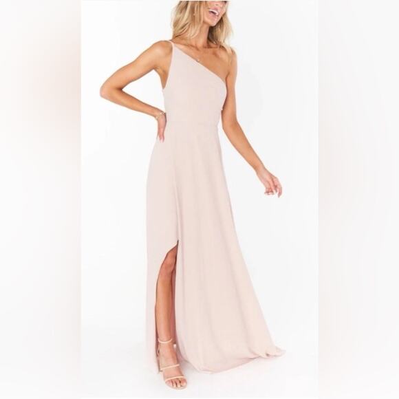 New Show Me Your MuMu Shannon One Shoulder Dusty Blush Crisp Small Women’s - Picture 1 of 8